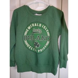 Sy Patricks Day Ireland Emerald Isle Sweatshirt Celtic Pride‎ Green XS
